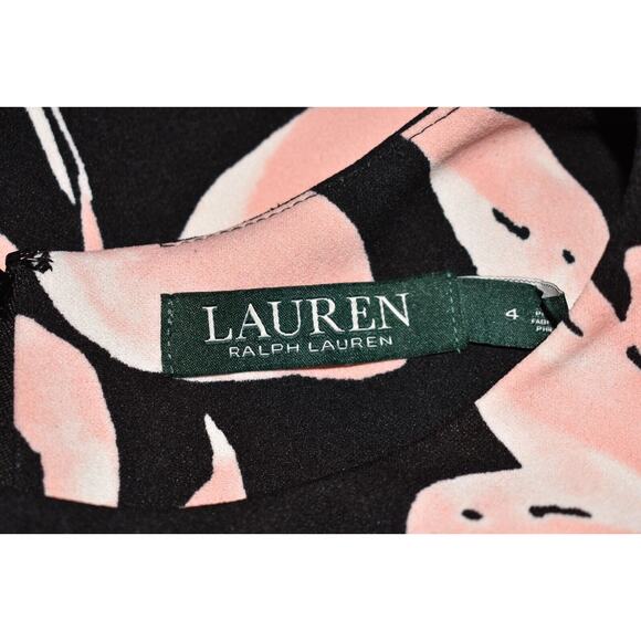 LAUREN RALPH LAUREN $129 Sleeveless Stretch Shift Dress Black Pink Floral Size 4 - Picture 3 of 3